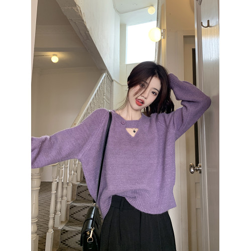 毛衣女2024秋冬新款慵嬾風日系復古鏤空針織衫內搭溫柔打底衫上衣