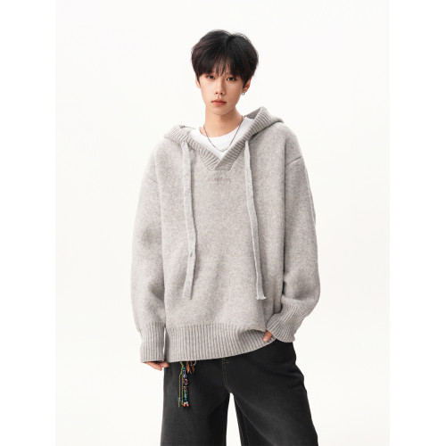 美式連帽針織衫外套男女秋冬慵懶感加厚百搭情侶毛衣休閒套頭衛衣