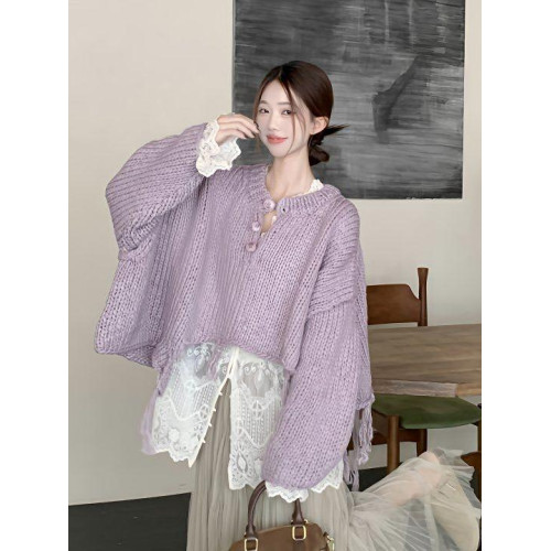 溫柔系穿搭慵嬾不規則下擺流蘇設計感毛衣女今年流行超好看針織衫