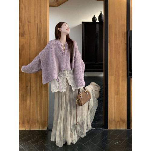 溫柔系穿搭慵嬾不規則下擺流蘇設計感毛衣女今年流行超好看針織衫