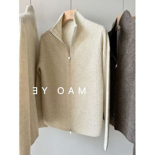 牛X貨 巨炸裂！今年流行簡約竪領氂牛絨雙開頭拉鍊開衫毛衣女