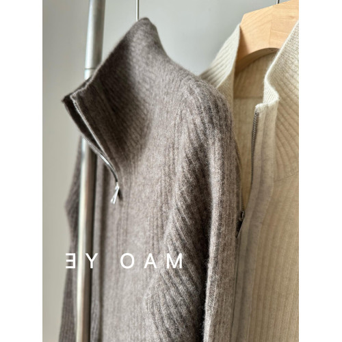 牛X貨 巨炸裂！今年流行簡約竪領氂牛絨雙開頭拉鍊開衫毛衣女