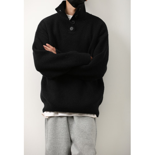 LH store日系休閒紅色polo領毛衣男女秋冬季寬鬆針織高領打底衫潮