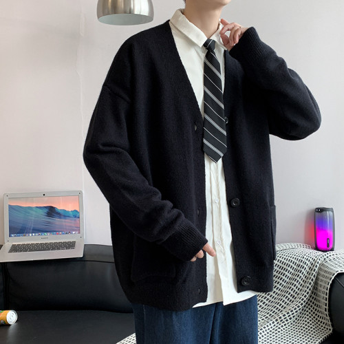 開衫毛衣男士潮流韓版帥氣針織衫外套秋冬季百搭學生寬松休閒線衣