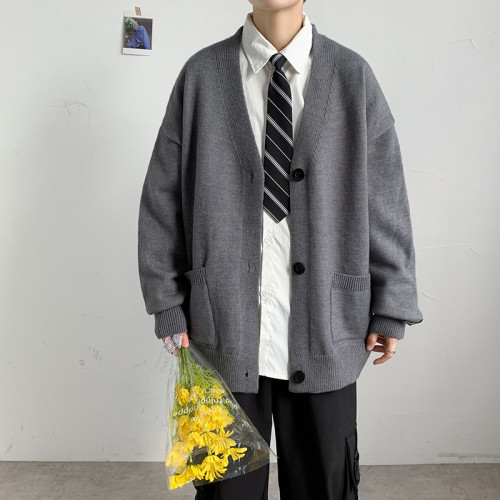 開衫毛衣男士潮流韓版帥氣針織衫外套秋冬季百搭學生寬松休閒線衣