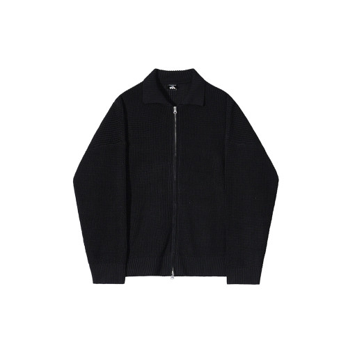 MRCYC繙領針織衫開衫男士秋季韓系潮流毛衣外套寬鬆休閒純色上衣