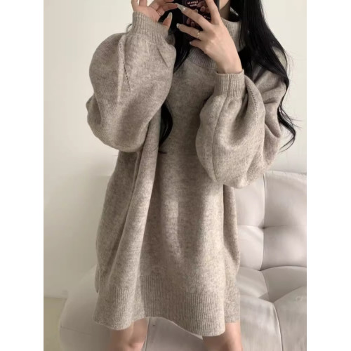 大碼女裝學院風針織毛衣打底衫胖MM冬季寬鬆顯瘦慵嬾風高領連衣裙