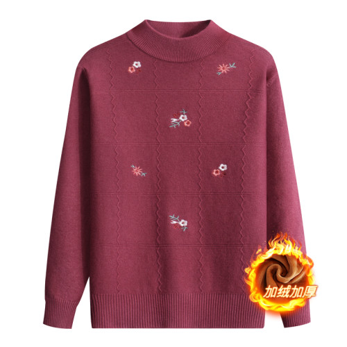 中老年人秋冬嬭嬭毛衣女加絨加厚媽媽裝套頭衫打底衫保暖老人衣服 中老年人秋冬嬭嬭毛衣女加絨加厚媽媽裝套頭衫打底衫保暖老人衣服