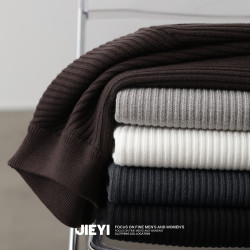 介乙 提花半高領毛衣男冬季慵懶風中領打底衫潮流內搭保暖針織衫