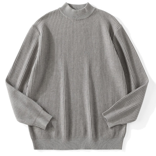 介乙 提花半高領毛衣男冬季慵懶風中領打底衫潮流內搭保暖針織衫