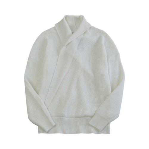 秋冬日系復古毛衣男潮ins男生慵懶風套頭半開衫深V領墜垂感針織衫