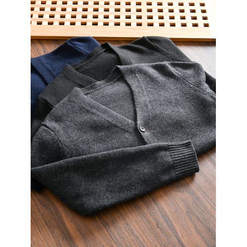 法式精髓！50羊毛混紡！男士秋冬時尚休閒V領針織衫開衫毛衣