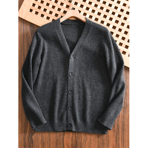 法式精髓！50羊毛混紡！男士秋冬時尚休閒V領針織衫開衫毛衣