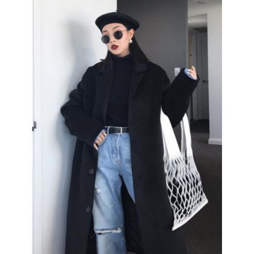 高領毛衣女外穿秋冬女裝2025新款假兩件上衣女寬松黑色打底針織衫