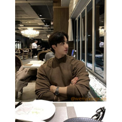 秋冬半高領毛衣男INS韓國簡約休閒中領針織衫韓系內搭保暖打底衫