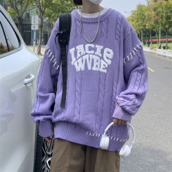 國潮麻花毛衣男秋季新款小衆設計感日系寬松針織衫bf情侶百搭上衣