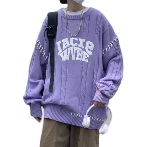 國潮麻花毛衣男秋季新款小衆設計感日系寬松針織衫bf情侶百搭上衣 國潮麻花毛衣男秋季新款小衆設計感日系寬松針織衫bf情侶百搭上衣