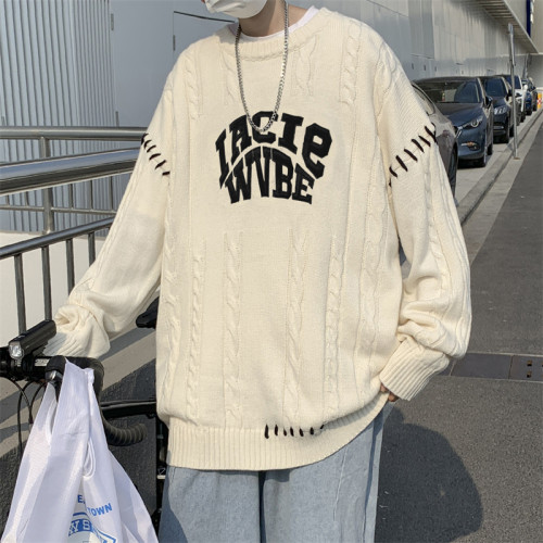 國潮麻花毛衣男秋季新款小衆設計感日系寬松針織衫bf情侶百搭上衣 國潮麻花毛衣男秋季新款小衆設計感日系寬松針織衫bf情侶百搭上衣