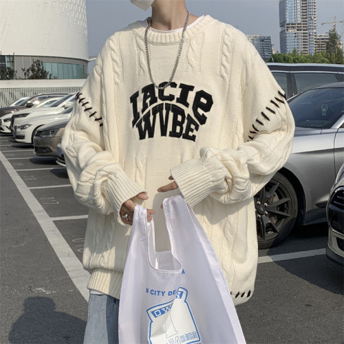 國潮麻花毛衣男秋季新款小衆設計感日系寬松針織衫bf情侶百搭上衣 國潮麻花毛衣男秋季新款小衆設計感日系寬松針織衫bf情侶百搭上衣