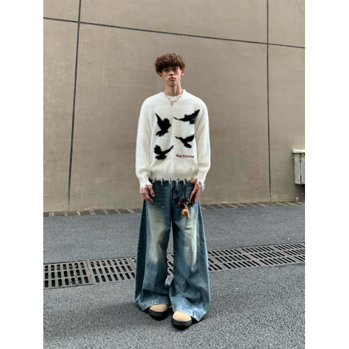 白菜coke和平鴿馬海毛衣男女情侶秋冬潮牌美式復古寬松慵懶針織衫