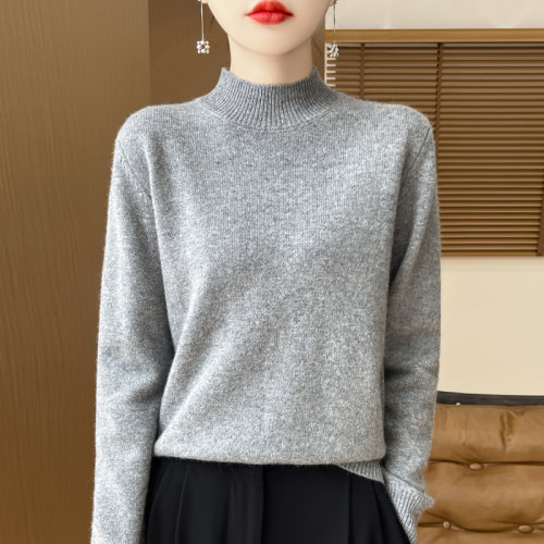 【福利開炸】半高領毛衣女秋冬寬松長袖打底衫內搭大碼羊毛針織衫