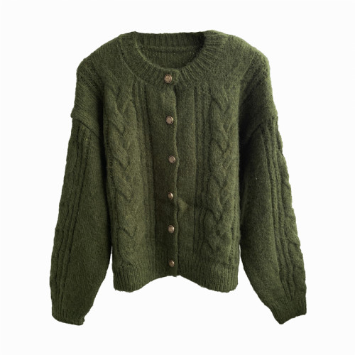 復古日系糯米小金釦毛衣開衫外套韓系高級感小香風爆款針織上衣新