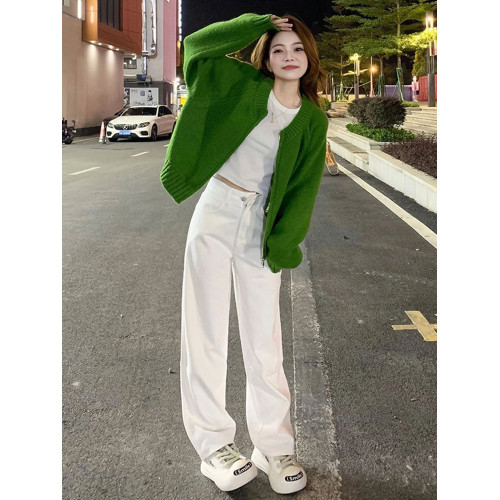 綠色針織開衫外搭高級感毛衣女春裝2026新款慵懶風藝術生奶乖上衣 綠色針織開衫外搭高級感毛衣女春裝2026新款慵懶風藝術生奶乖上衣