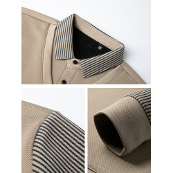 啄木鳥冬季中年男士假兩件毛衣長袖t恤加絨保暖爸爸裝針織打底衫