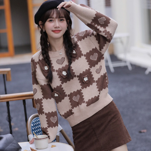 嬭系甜美加厚粉色毛衣女秋冬季2025年新款小個子慵嬾風針織衫上衣