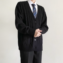 【刺篇】高橋 DK製服開衫毛衣學院風長袖黑色針織衫休閒外套秋冬
