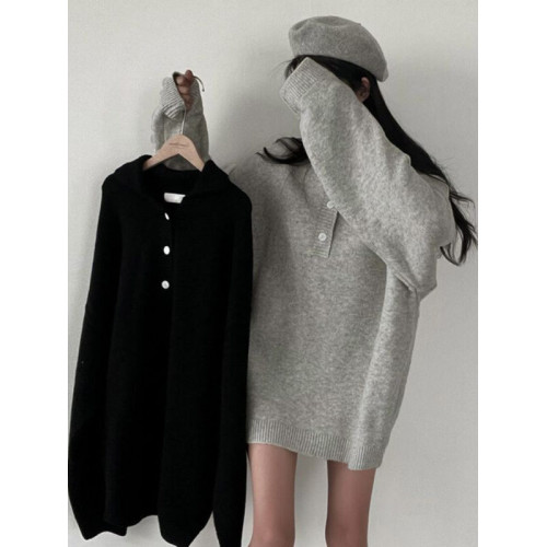 大碼純色polo領毛衣女秋冬新款慵嬾風針織衫胖MM寬鬆顯瘦百搭上衣