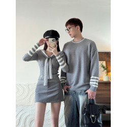 情侶裝海軍領上衣條紋毛衣2025秋季新款學院風針織衫套裝一裙一衣