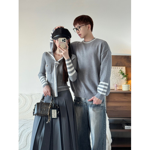 情侶裝海軍領上衣條紋毛衣2025秋季新款學院風針織衫套裝一裙一衣