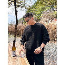 二十二號穿搭【韓版華夫格】800克秋冬季毛衣男士保暖加厚針織衫