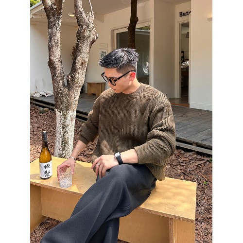二十二號穿搭【韓版華夫格】800克秋冬季毛衣男士保暖加厚針織衫 二十二號穿搭【韓版華夫格】800克秋冬季毛衣男士保暖加厚針織衫