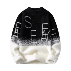 NASA聯名水貂絨毛衣男秋冬季半高領毛線衣羊絨衫ins加厚打底衫潮