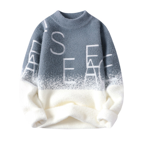 NASA聯名水貂絨毛衣男秋冬季半高領毛線衣羊絨衫ins加厚打底衫潮 NASA聯名水貂絨毛衣男秋冬季半高領毛線衣羊絨衫ins加厚打底衫潮