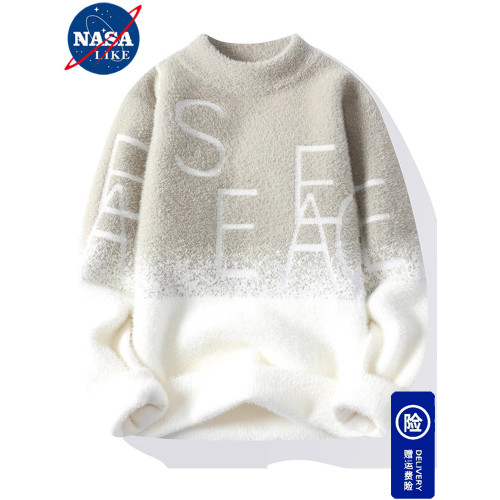 NASA聯名水貂絨毛衣男秋冬季半高領毛線衣羊絨衫ins加厚打底衫潮 NASA聯名水貂絨毛衣男秋冬季半高領毛線衣羊絨衫ins加厚打底衫潮