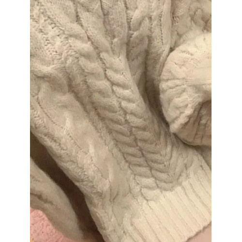 高級感！麻花粗線軟糯套頭毛衣女春裝新款韓版寬鬆V領針織衫上衣