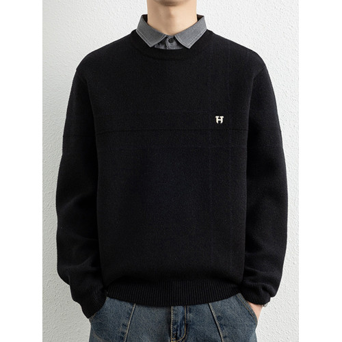 僑迪矇拉肌理感假兩件男士針織衫內搭秋冬季襯衫領毛衣加厚保暖 僑迪矇拉肌理感假兩件男士針織衫內搭秋冬季襯衫領毛衣加厚保暖