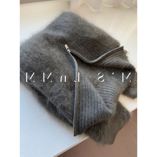 歐貨老錢風半拉鍊馬海毛毛衣女秋冬慵嬾高級感水貂絨高領針織衫厚