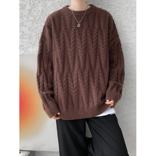 麥穗毛衣男款冬季寬松特大碼慵懶風情侶圓領針織衫粗線衣外套 麥穗毛衣男款冬季寬松特大碼慵懶風情侶圓領針織衫粗線衣外套