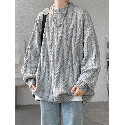 麥穗毛衣男款冬季寬松特大碼慵懶風情侶圓領針織衫粗線衣外套 麥穗毛衣男款冬季寬松特大碼慵懶風情侶圓領針織衫粗線衣外套