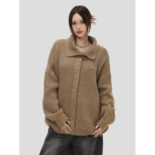 INSstudios 國潮情侶美式「粗棒針織高領毛衣」寬松開衫上衣外套 INSstudios 國潮情侶美式「粗棒針織高領毛衣」寬松開衫上衣外套