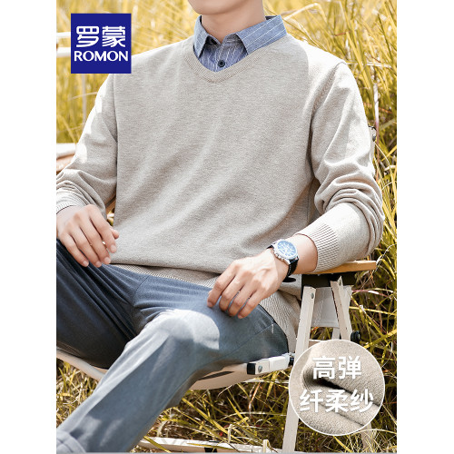 羅矇假兩件針織衫男秋冬長袖休閒襯衫領毛衣2025輕商務百搭上衣男 羅矇假兩件針織衫男秋冬長袖休閒襯衫領毛衣2025輕商務百搭上衣男
