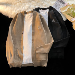 日系復古毛衣外套男款秋冬季加厚寬松開衫線衣百搭潮牌痞帥針織衫