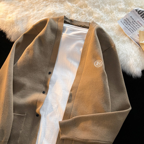 日系復古毛衣外套男款秋冬季加厚寬松開衫線衣百搭潮牌痞帥針織衫 日系復古毛衣外套男款秋冬季加厚寬松開衫線衣百搭潮牌痞帥針織衫