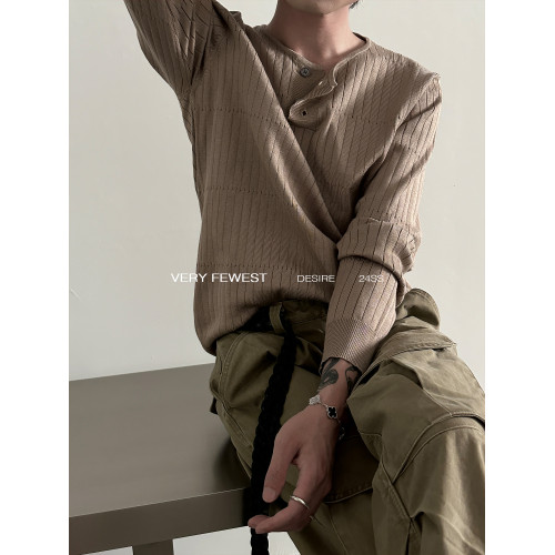 VERY FEWEST 基礎款亨利領套頭修身長袖針織衫男女款百搭打底衫 VERY FEWEST 基礎款亨利領套頭修身長袖針織衫男女款百搭打底衫