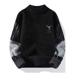 仿水貂絨毛衣男秋冬加絨加厚保暖打底衫潮流初高中學生大童針織衫