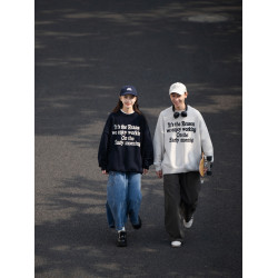 BELLKENIDEA 秋冬保暖圓領字母排版提花粗針毛衣男女潮流行情侶裝